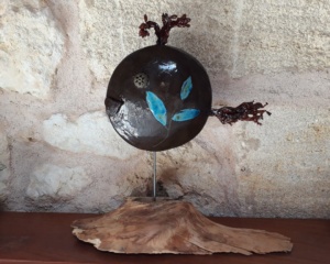 céramiste Bordeaux atelier plume sculpture contemporaine poisson bleu